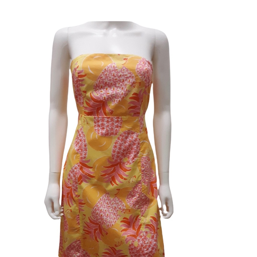 Vintage Lilly Pulitzer Dress Sunrise Pina Colada Print Sabrina Strapless… - Picture 1 of 10